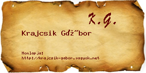 Krajcsik Gábor névjegykártya